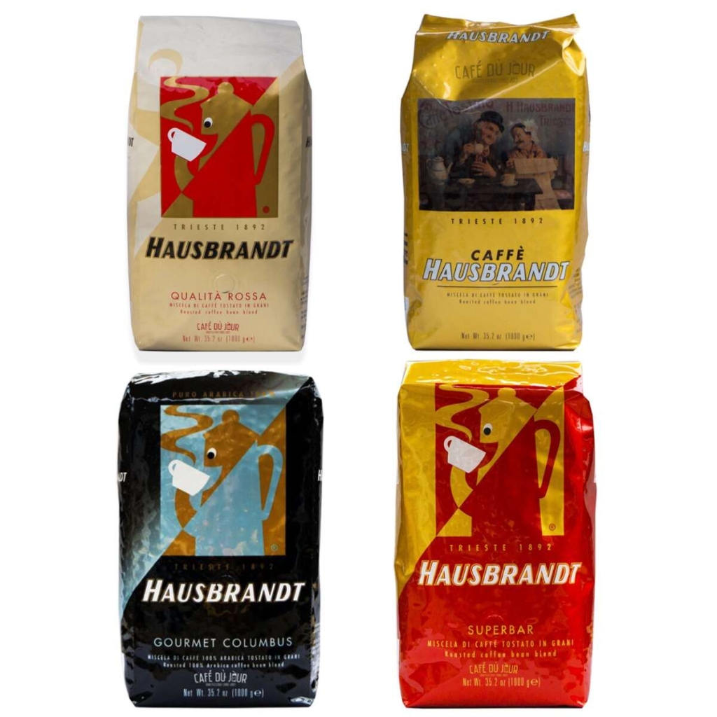 Pacchetto degustazione di chicchi di caffè Hausbrandt 4 x 1 kg