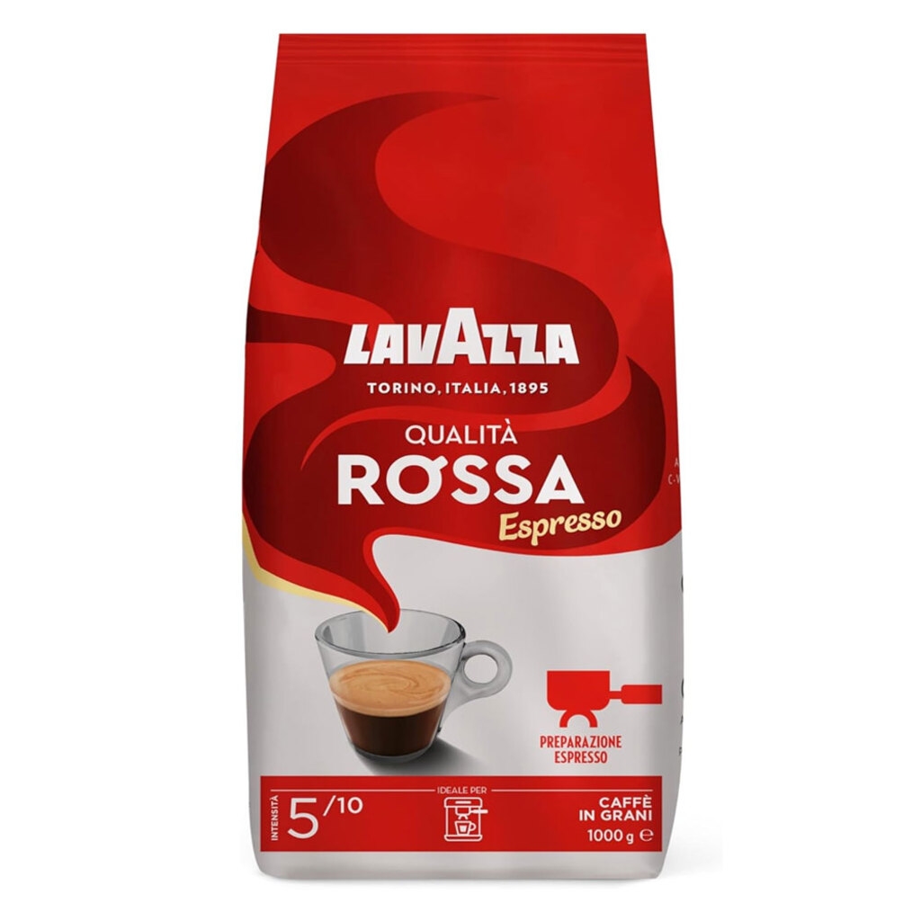 Een kilozak koffiebonen van het merk Lavazza Qualita Rossa Espresso
