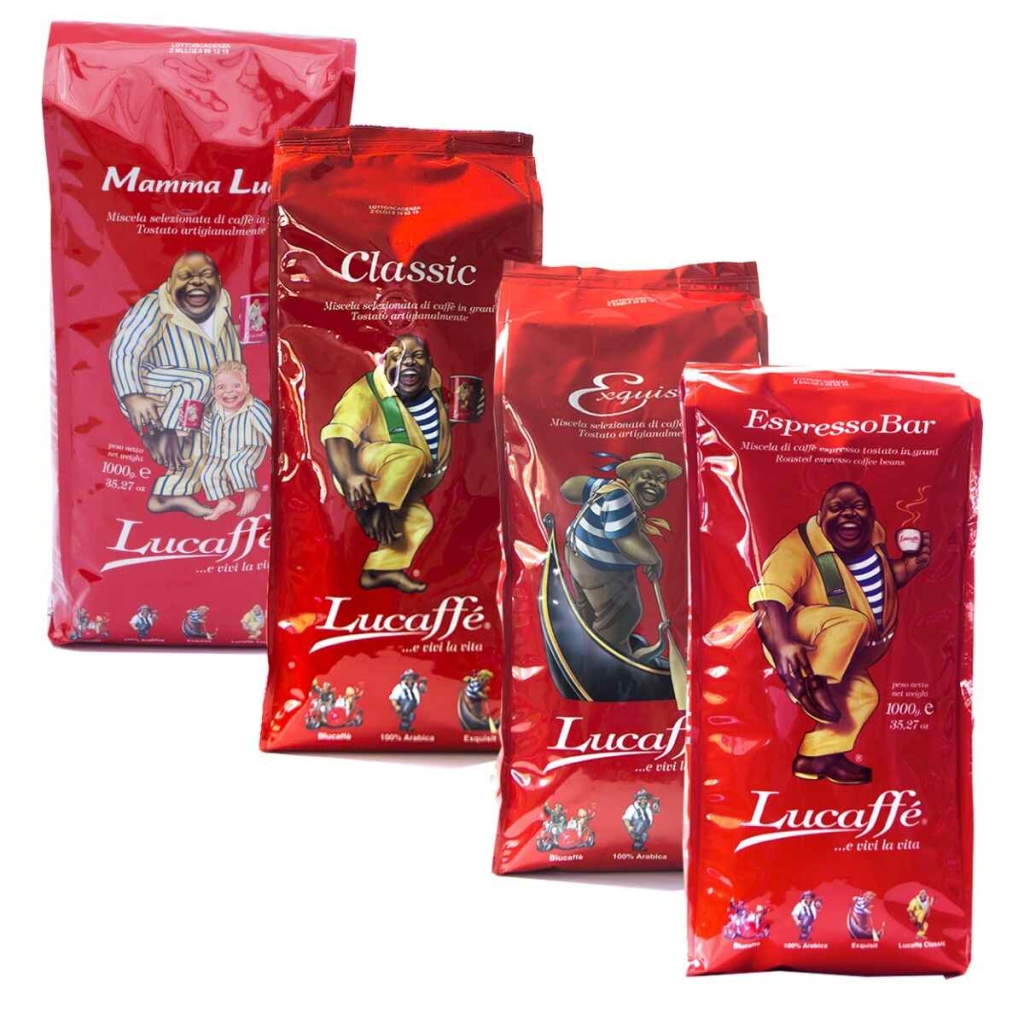 Confezione degustazione di chicchi di caffè Lucaffé 4 x 1 kg