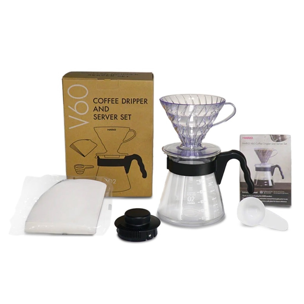 Hario V60 - Dripper per caffè, caraffa per caffè, filtri per caffè e misurino - Set completo