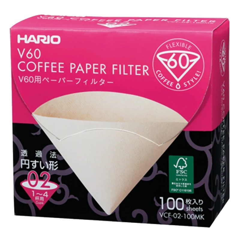 Filtri per caffè Hario V60 - misura 02 colore marrone (VCF-02-100MK) in scatola - 100 pezzi