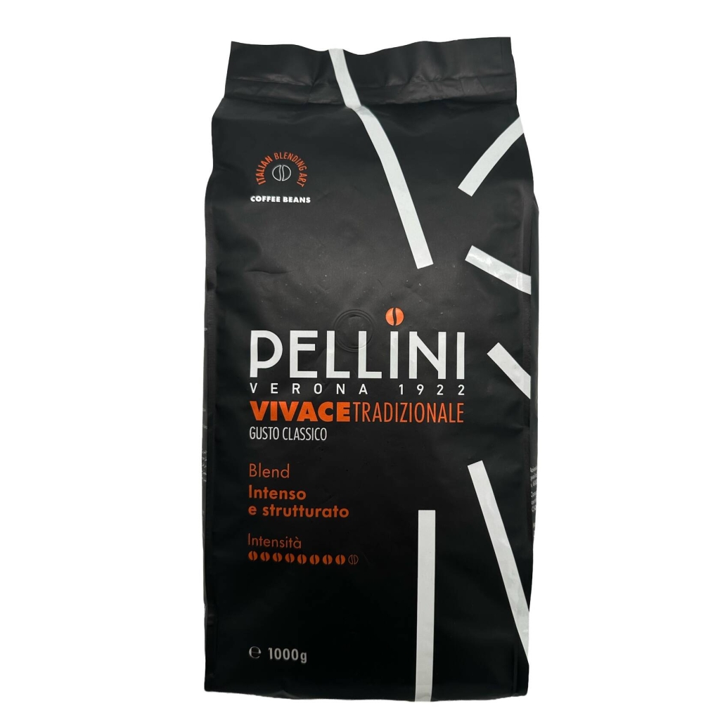 Vooraanzicht van een kilo koffiebonen van het merk Pellini Espresso Bar No 82 Vivace