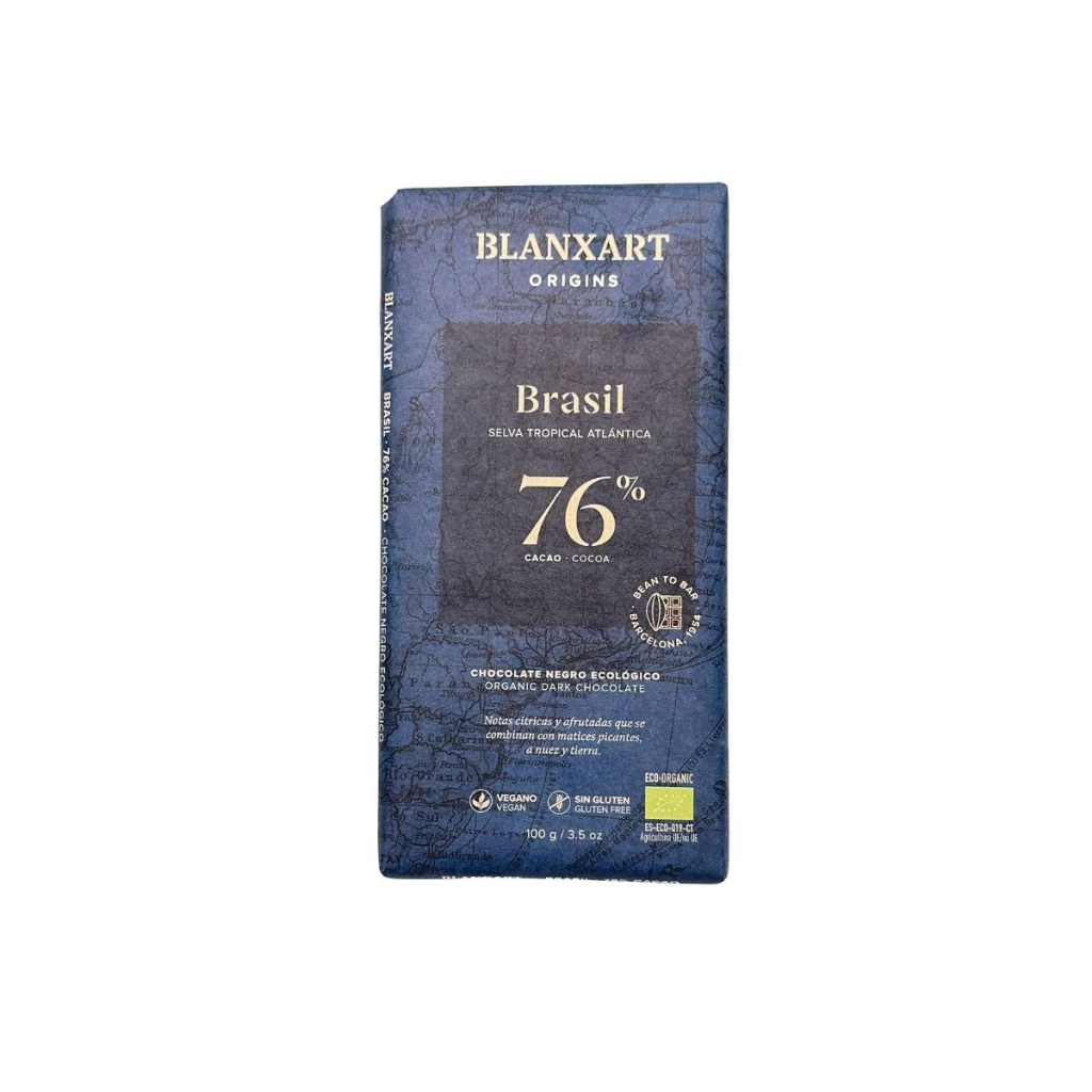 Una barretta di cioccolato fondente vegana e senza glutine dal Brasile con 76% di cacao
