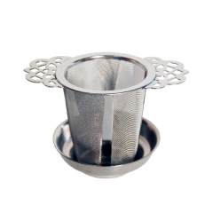 Filtro per tè in acciaio inox - Infusore per tè sfuso per tazza o teiera con supporto e vaschetta raccogligocce